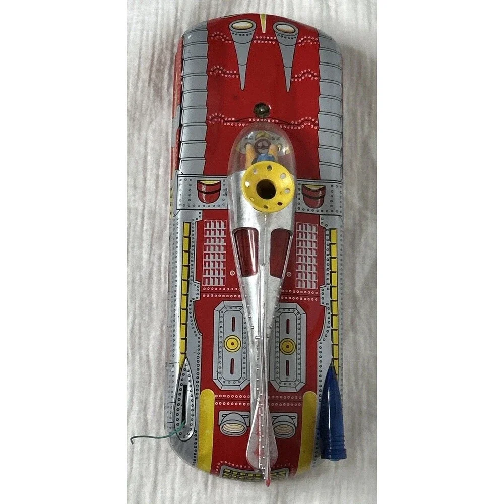 Vintage 1960 Interkozmosz Hungarian Litho Tin Retro Car Red Missing Tail Light